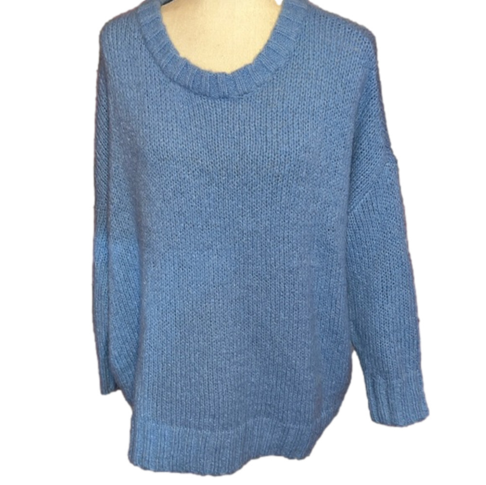 Aerie Blue Wool Alpaca Blend Crew Sweater SP
